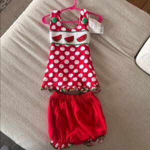 Red Polka Dot Watermelon Two-Piece Outfit